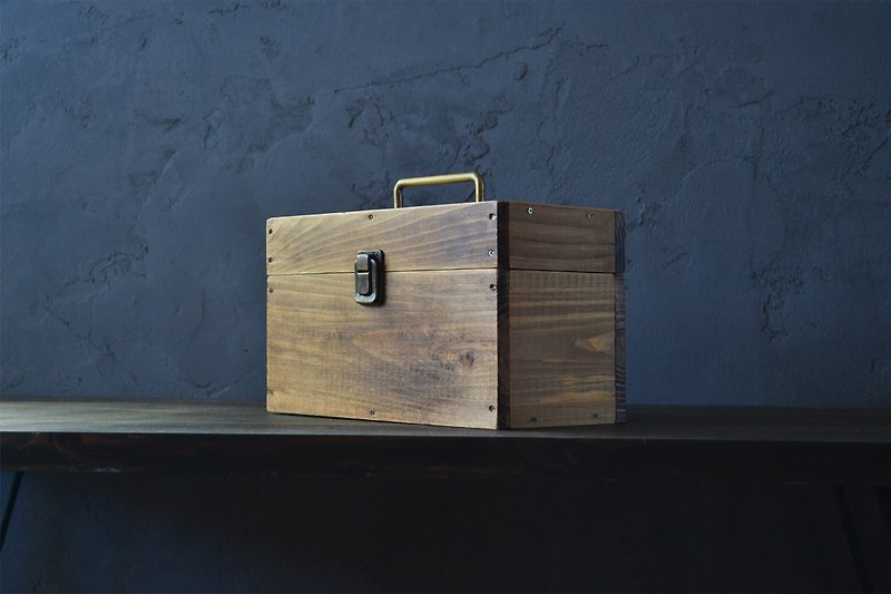 木製トランクボックス/日本産ひのき/木製ケース/size M - 收納箱/收納用品 - 木頭 咖啡色