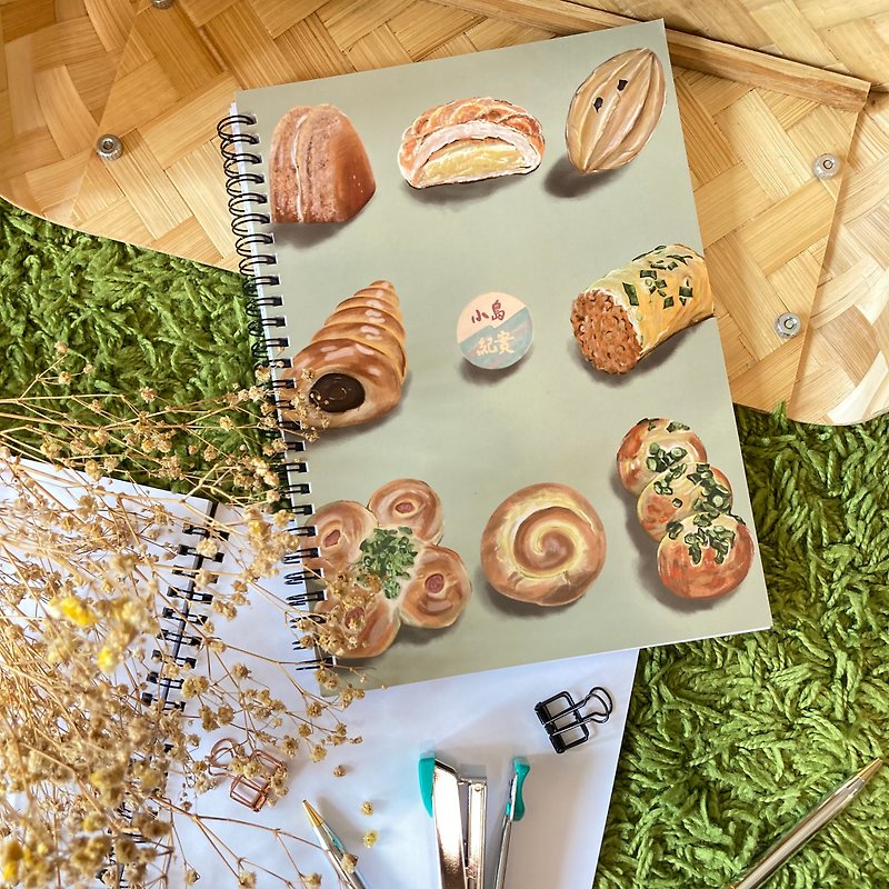 [Fast Shipping] Taiwanese Gourmet Book, Desktop Bread Style, Blank Inside Coil, Exchange Gift - Notebooks & Journals - Paper 