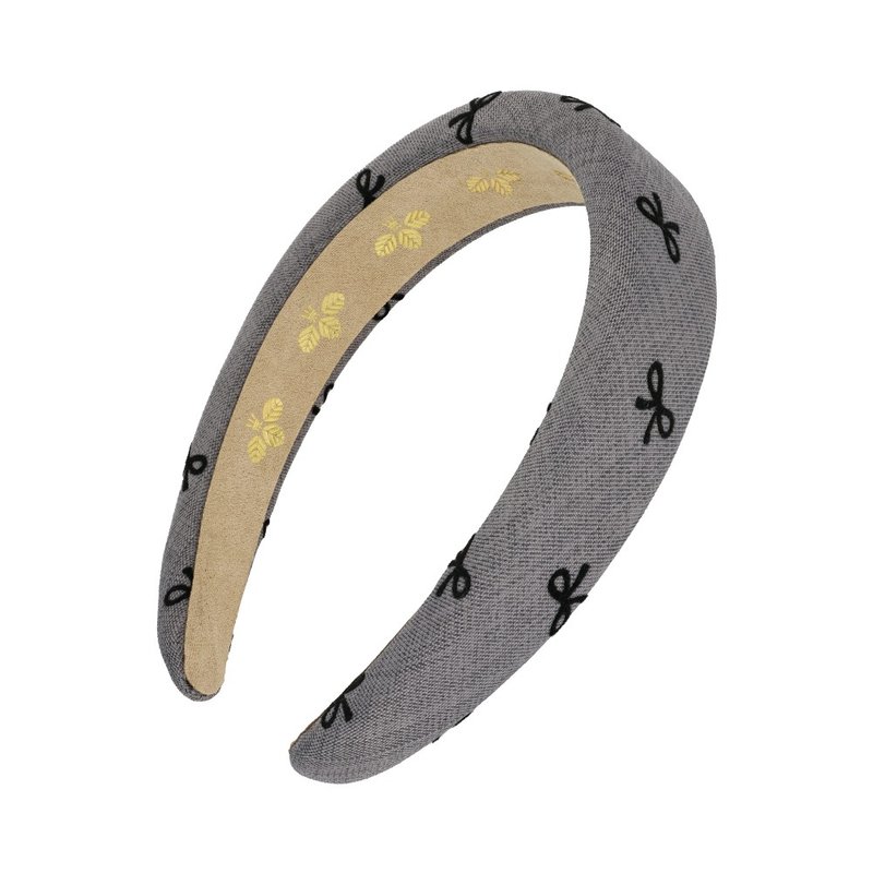 【L. ERICKSON 官方旗艦】 蝴蝶結刺繡厚髪箍 ||經典灰 || - 髮箍/髮帶 - 其他材質 灰色
