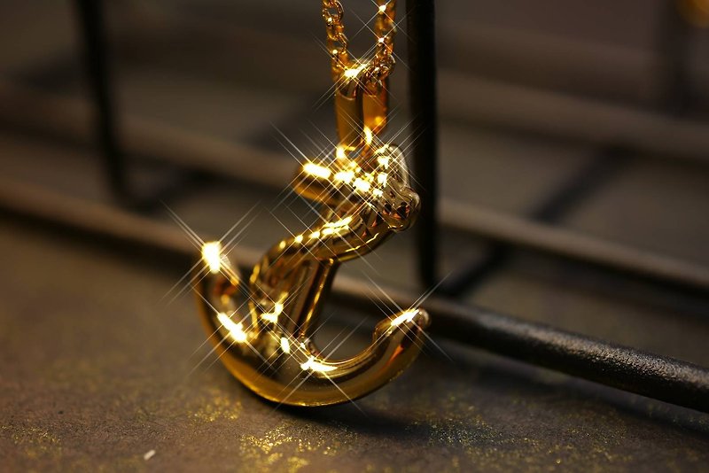 Gold Pendant-Anchor Pendant-Fine Craftsmanship Hard Gold Pendant - สร้อยคอ - ทอง 24 เค สีทอง