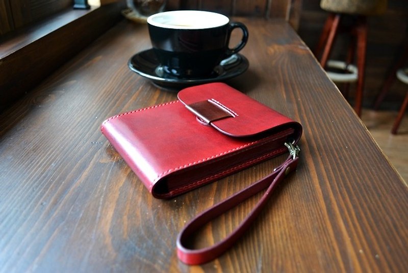 Genuine leather handmade magnetic buckle pen bag with multiple pens. Size and color can be customized with English text printed on it. - Pencil Cases - Genuine Leather Multicolor