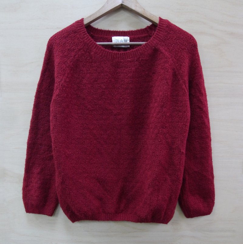 FOAK vintage Christmas red three-dimensional knit sweater - Women's Sweaters - Polyester Red