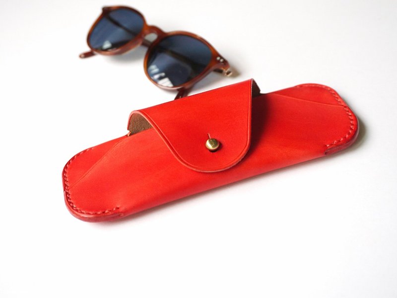 Customized Gift Sunglasses Case in Neon Red leather / spectacle case
