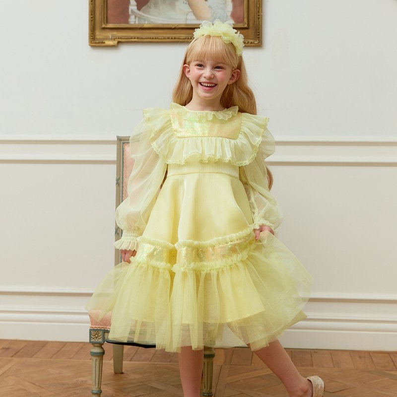 Liri Dress-Lemonade(Long Sleeved) - ชุดเด็ก - วัสดุอื่นๆ สีเหลือง