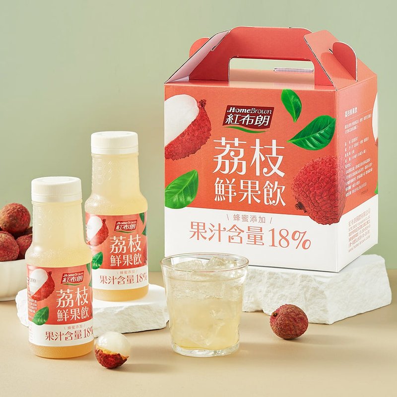 【紅布朗】荔枝鮮果飲(350mlx6入)嚴選台灣在地食材(中秋禮盒) - 果汁/蔬果汁 - 新鮮食材 