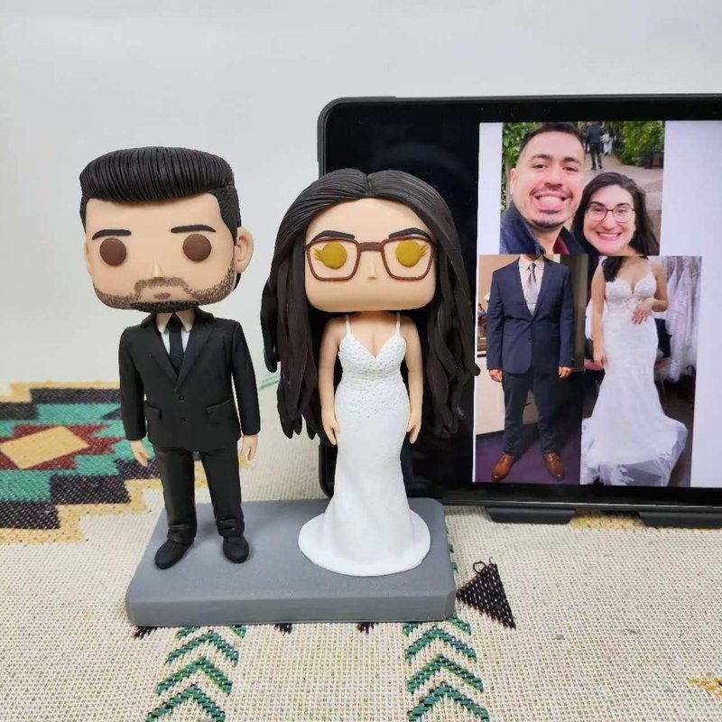 客製化3D人像公仔 訂製手工Funko Pop情侶父母夫妻結婚週年禮物 - 公仔/玩偶 - 黏土 多色