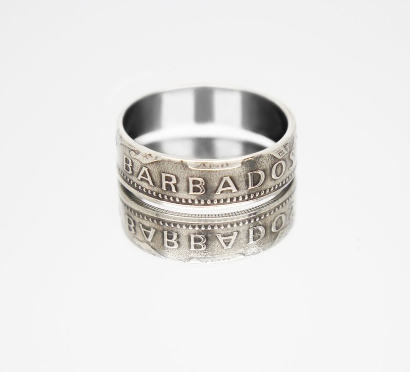 Barbados Coin Ring 25 cents 1973  coin rings for men coin rings for women - 戒指 - 其他金屬 