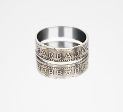 CoinsRingsUkraine Barbados Coin Ring 25 cents 1973 coin rings for men coin rings for women