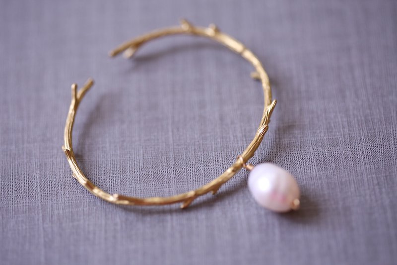 Dear Branch and Pearl Bracelet Series │ Single Natural Pearl Brass - Bracelets - Gemstone Gold
