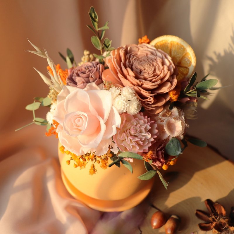 ///限量///小橘子盆花 開幕盆花 乾燥花 生日 辦公室桌花 喬遷花 - 乾燥花/永生花 - 植物．花 橘色