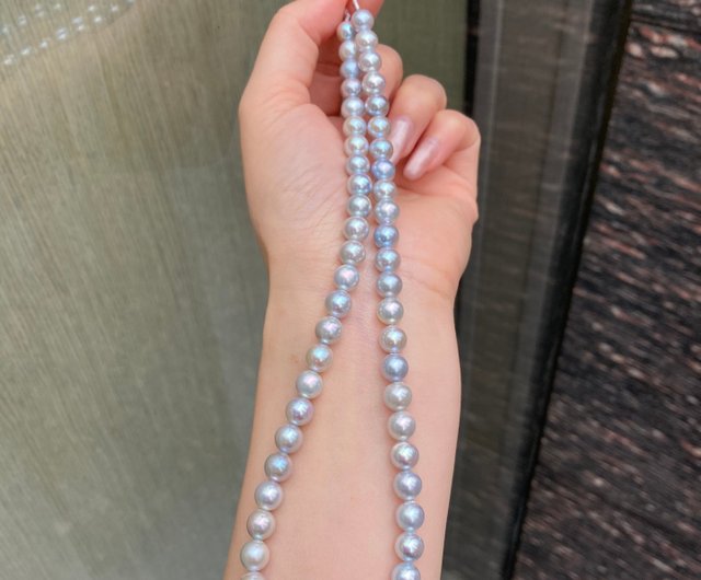 925銀 海水真珠 8mm SIME珍珠】7-8mm S925银海水Akoya真多麻珍珠手链：优雅女神的必