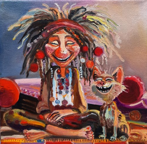 面白い絵画 オリジナルアート キャンバスに描かれた小さなインパスト