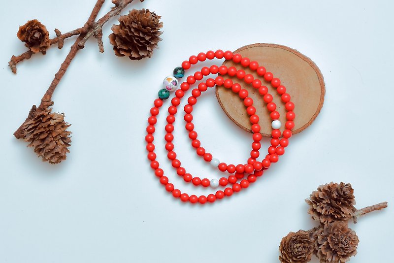 Sudden (108 bracelets/rosary series) cinnabar -- stillness - Bracelets - Gemstone Red