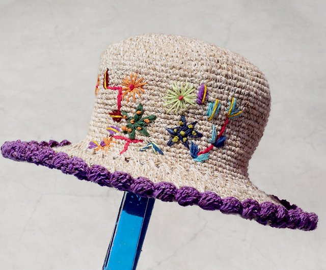 Hemp Wire Brim Hat With Rainbow Detail