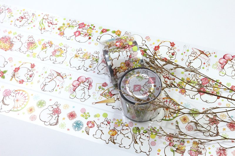 [Little Rabbit Welcomes the Spring] Joint Exhibition Japanese Paper/Glossy PET By Pei Pei Studio - Washi Tape - Paper Red