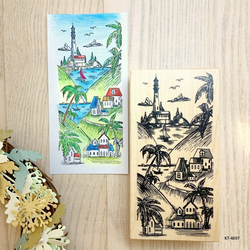 Maple Wood Stamp- Summer View Bookmark KT-4697 - ตราปั๊ม/สแตมป์/หมึก - ไม้ 