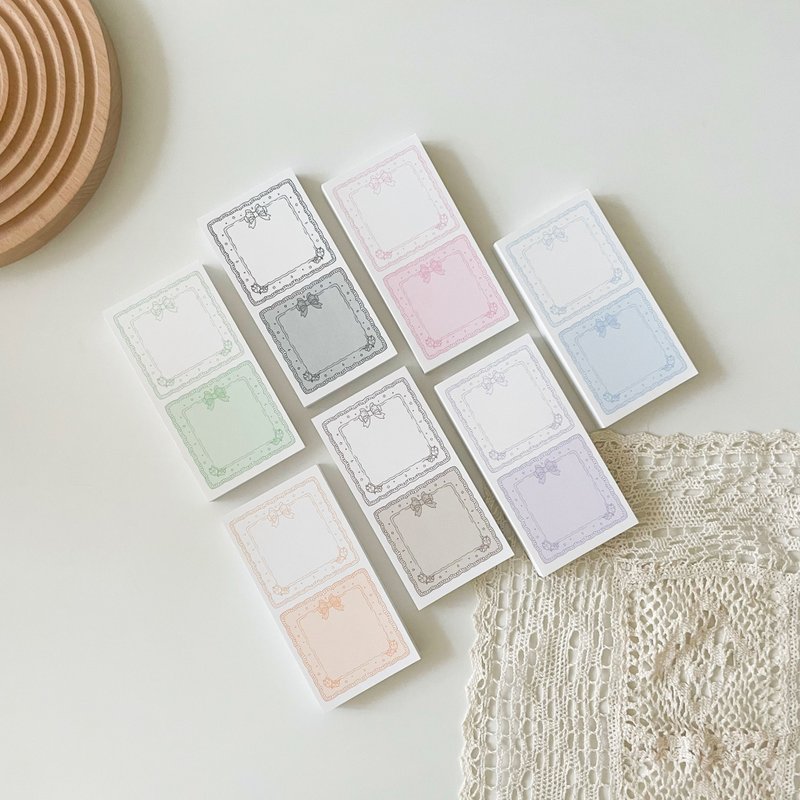 Square ribbon lace frame scrapbook sticky notes - 便條紙/便利貼 - 紙 