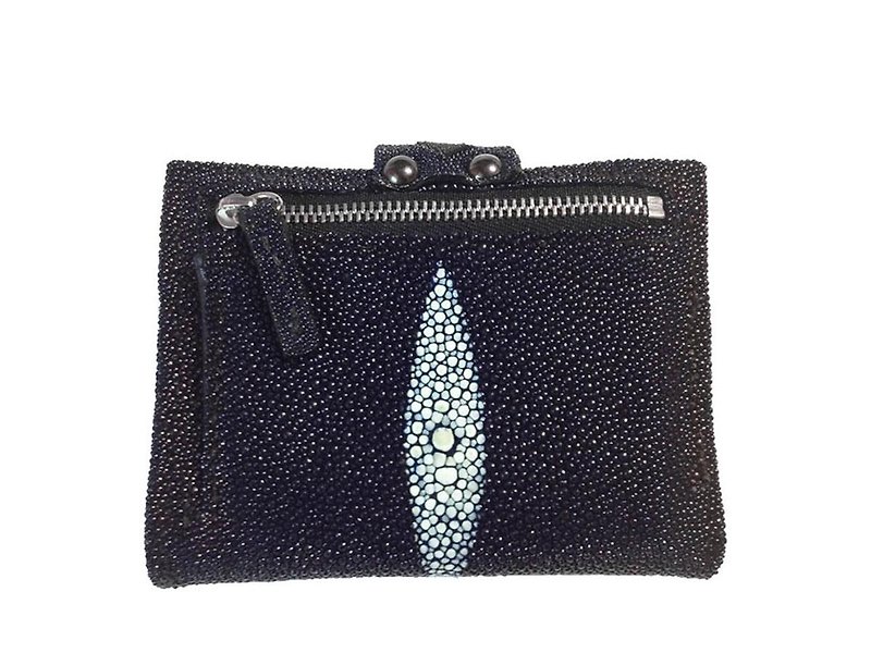 Stingray bi-fold middle wallet - กระเป๋าสตางค์ - หนังแท้ สีน้ำเงิน