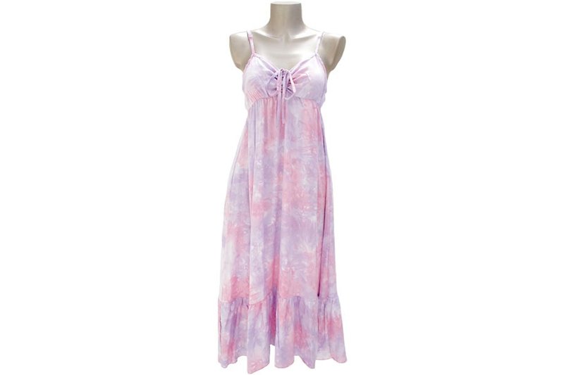 New! Uneven dyed ribbon ruffle dress <Lotus Pink> - ชุดเดรส - วัสดุอื่นๆ สึชมพู