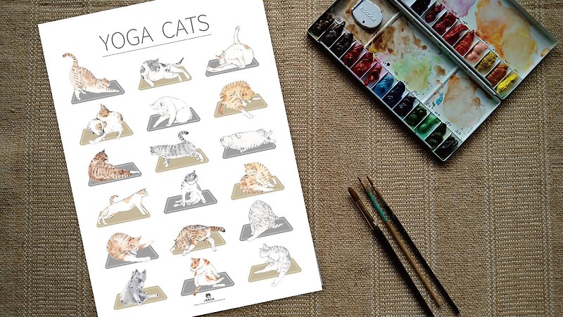 貓咪瑜珈課YOGACATS海報 - 卡片/明信片 - 紙 
