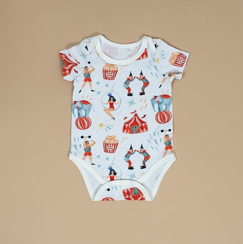 Circus baby bodysuit, baby boy bodysuit, baby girl bodysuit, baby onesie - 包屁衣/連身衣 - 棉．麻 多色