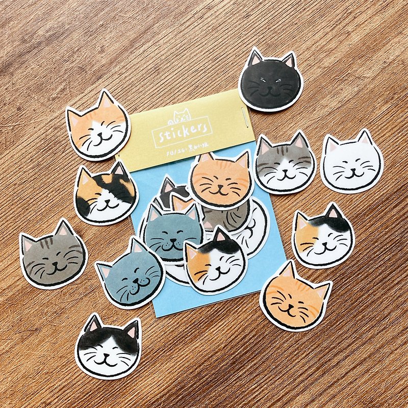 Hand-painted illustrations matte waterproof stickers cats-cats big collection - สติกเกอร์ - กระดาษ สีกากี