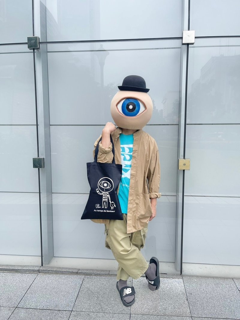 眼球小子 燈籠小子黑色帆布袋 兩款隨機出貨 - 側背包/斜背包 - 聚酯纖維 黑色