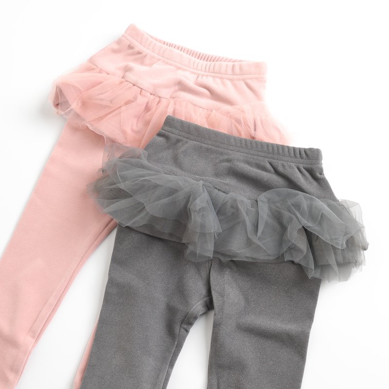 BIR children's clothing | culottes with pants 80-120cm (pink/dark gray) - กางเกง - ผ้าฝ้าย/ผ้าลินิน หลากหลายสี