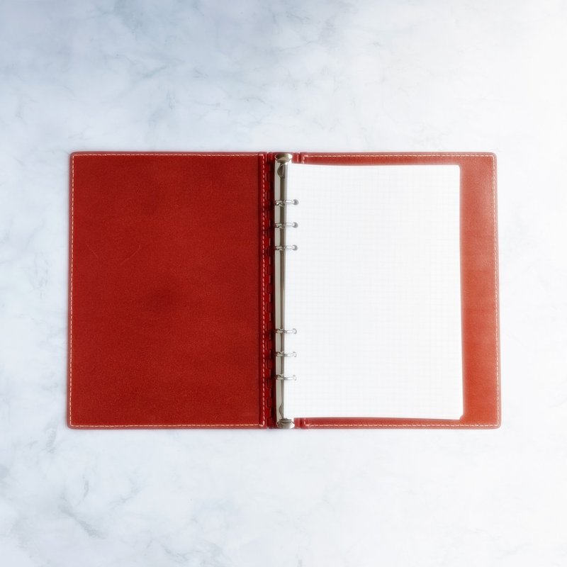 A5 Organisers レザー蝶番のシステム手帳 Red - 筆記本/手帳 - 真皮 紅色