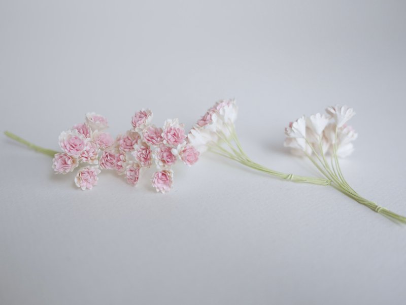 Paper Flower, DIY 100 pieces gypsophila, 100 pieces, size 1 cm. pink-white color - Other - Paper White