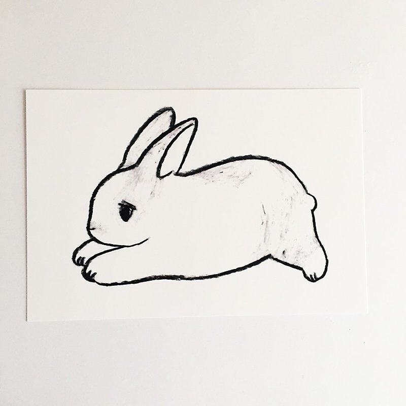 寝そべりウサギのポストカード - カード・はがき - 紙 ホワイト