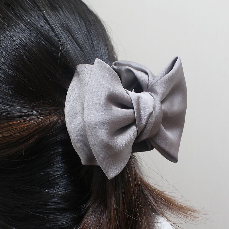 Gray Small ribbon Hair Jaws simple hair banana clip,medium ponytail clip - Hair Accessories - Other Materials Gray