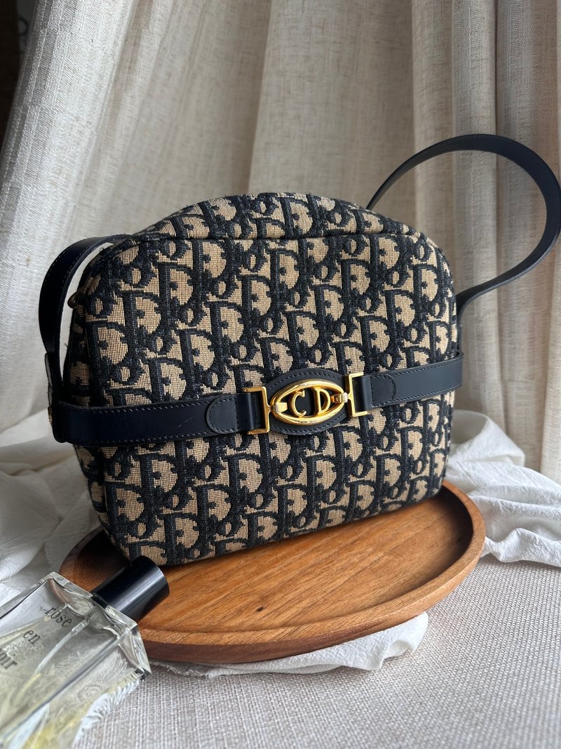 中古包Dior Vintage海軍藍老花側背包 - 側背包/斜背包 - 其他材質 