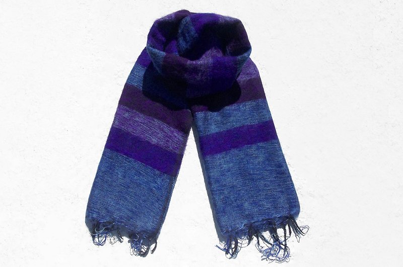 Christmas gifts exchange gifts emergency gifts limited edition of a national wind shawl / boho knitted scarves / hand-woven scarves / knitted shawls / blankets - my blueberry night blue purple stars stripes simple fashion - Scarves - Wool Blue