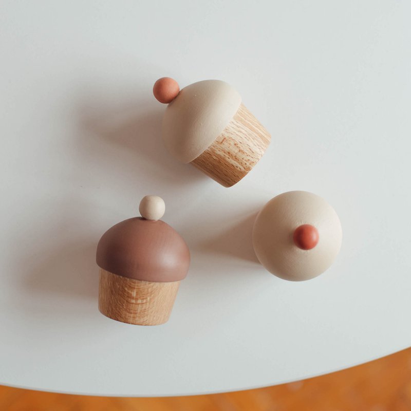 Wooden Cupcake Toy Set for Pretend Play - ของเล่นเด็ก - ไม้ 