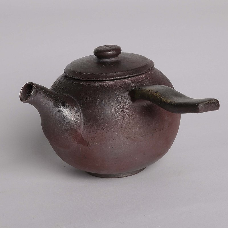 柴燒落灰橫手壺 - 茶壺/茶杯/茶具 - 陶 咖啡色