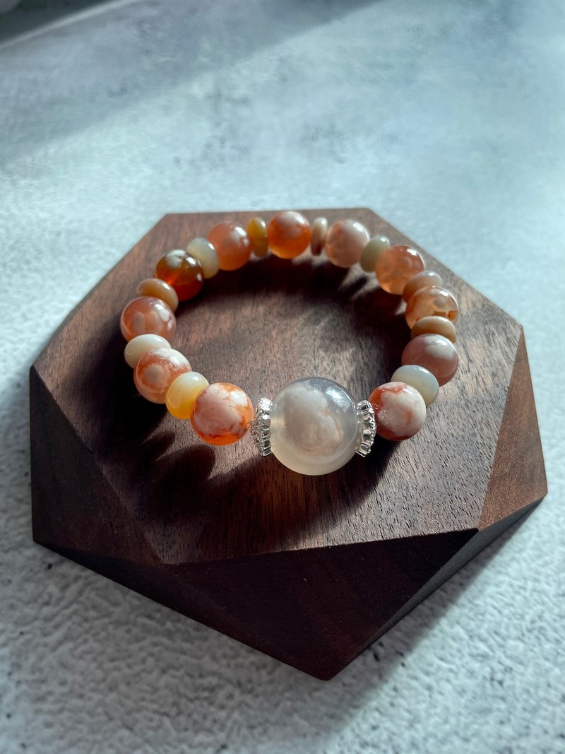 Sakura agate, enhance self-confidence, firm confidence, perseverance - สร้อยข้อมือ - คริสตัล สีเงิน