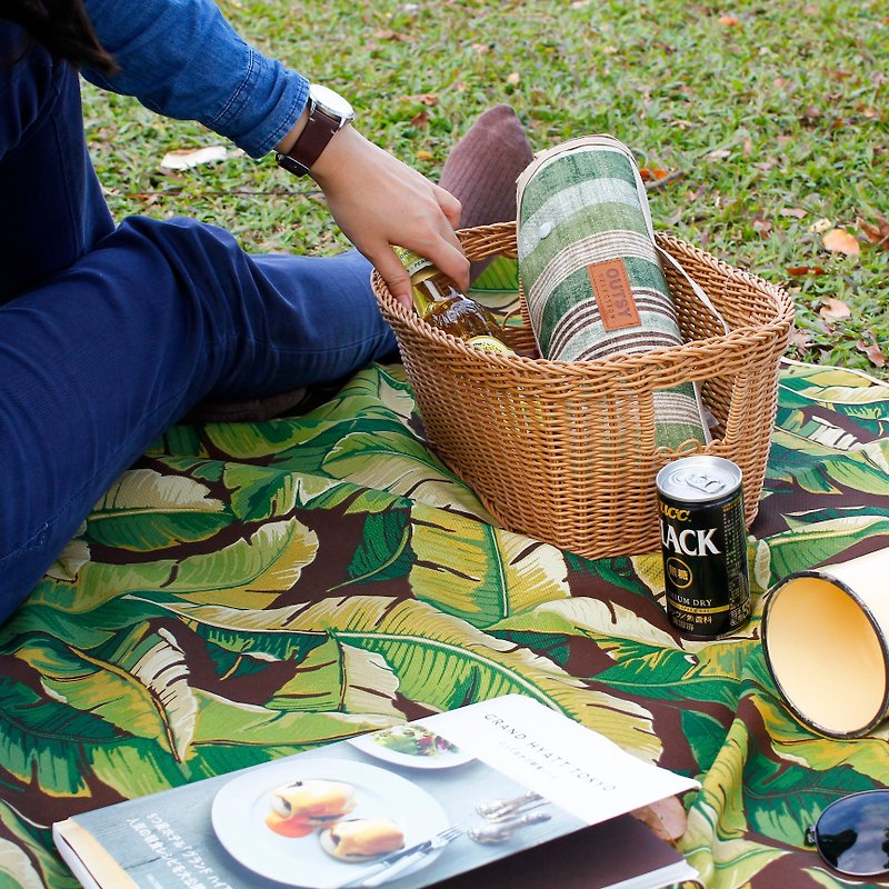 限量花布系列輕量野餐墊(蕉朋友) - 野餐墊/露營用品 - 棉．麻 綠色