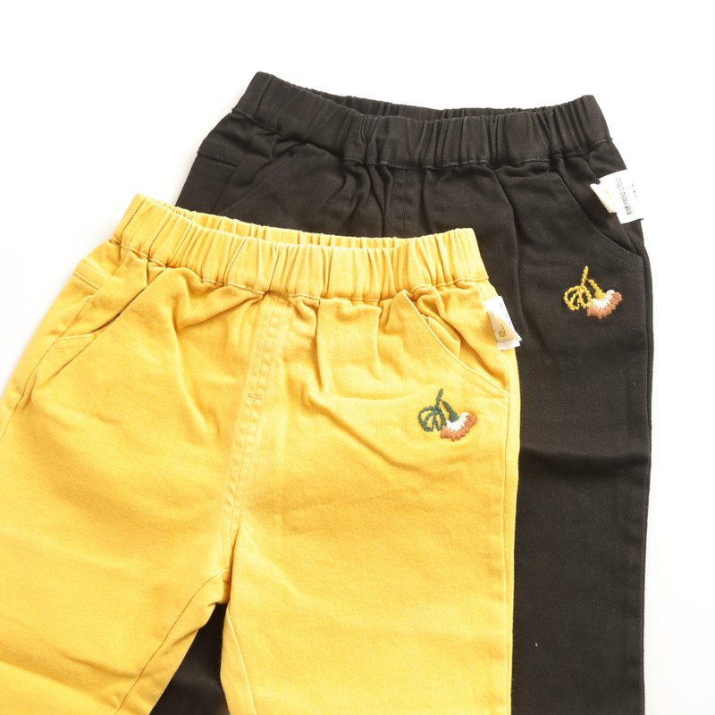 BIR children's clothing | Embroidered straight pants 80-120cm (yellow/black) - กางเกง - ผ้าฝ้าย/ผ้าลินิน หลากหลายสี