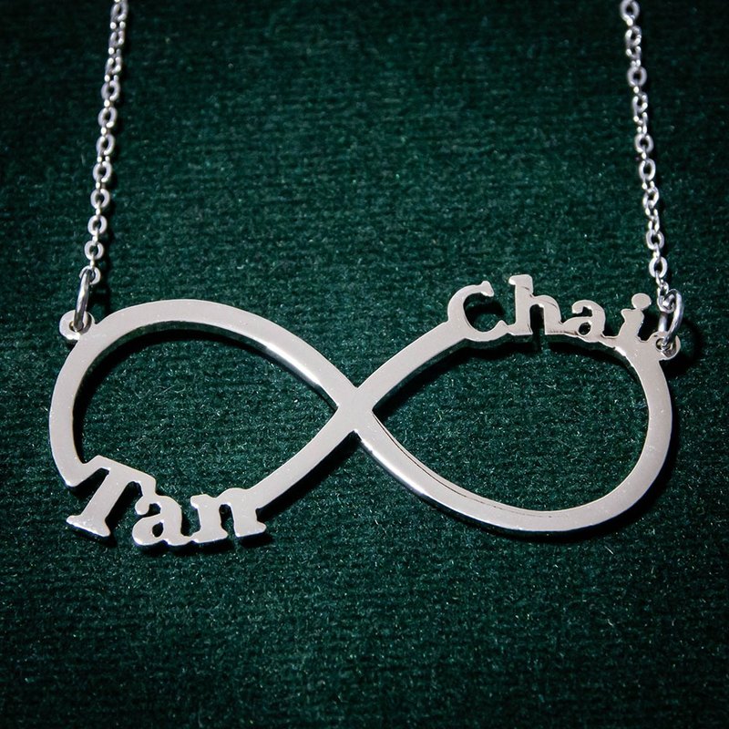 2 names in infinity symbol custom name necklace - 項鍊 - 銅/黃銅 銀色