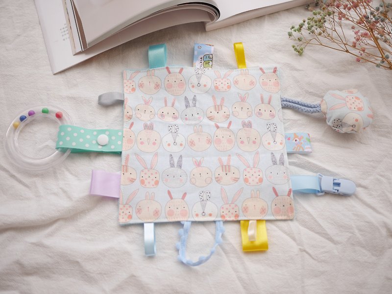 Rabbit bunny towel. The rattle can be removed. - Kids' Toys - Cotton & Hemp Blue