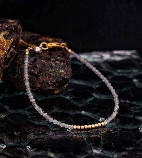 BNA Jewelry 記憶合金水晶手鍊系列 拉長石, 閃光石 14K包金 GF 手鍊