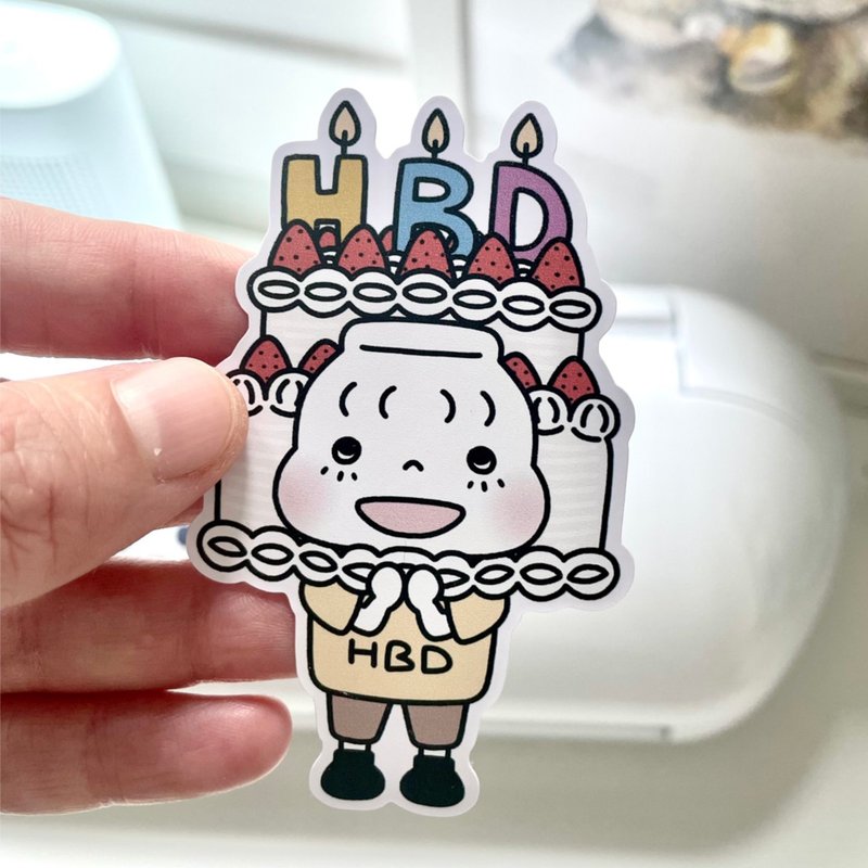 Di-cut sticker (Latte collection : happy birthday) - สติกเกอร์ - วัสดุกันนำ้ 