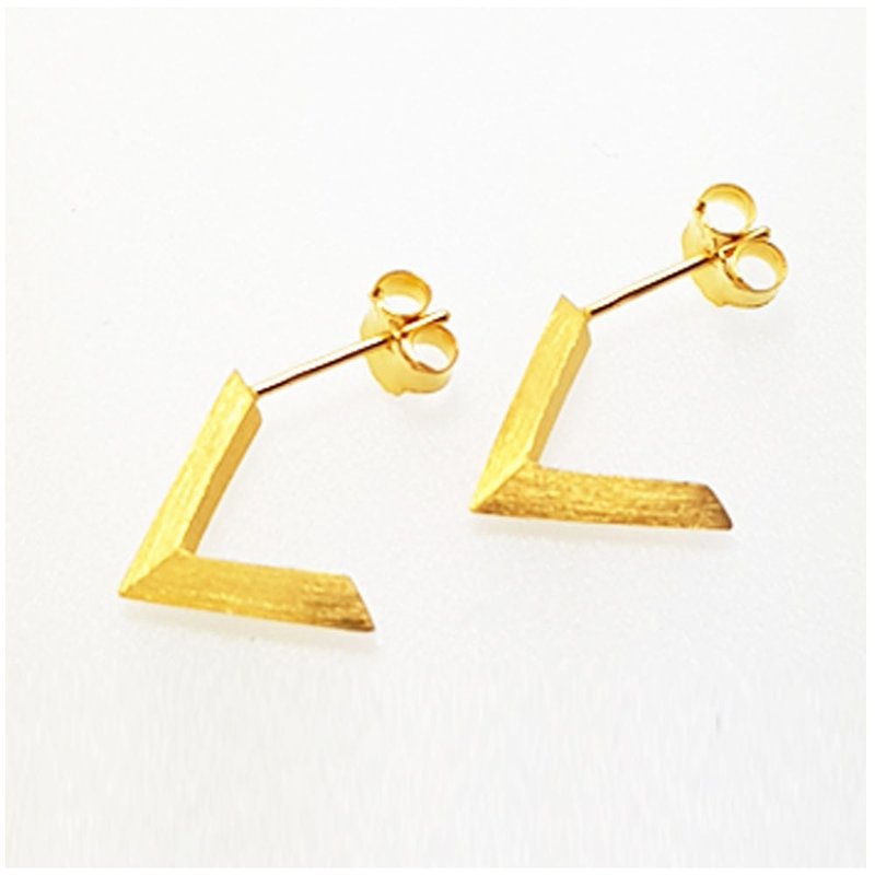 V shape stud earring - 耳環/耳夾 - 純銀 