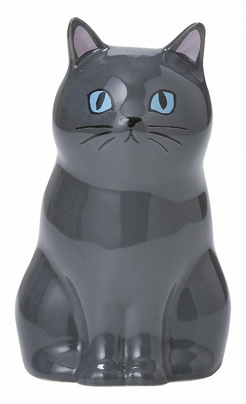 QUA Joy & Design SETO CRAFT 貓咪造型花器 / 筆筒 - 黑貓