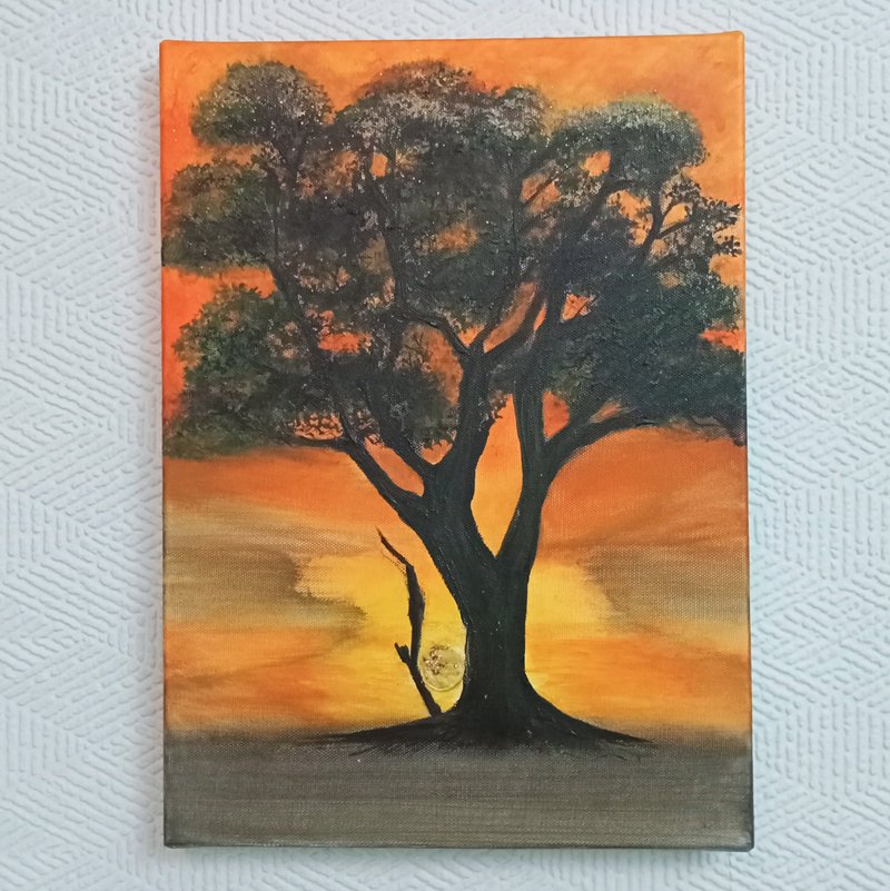 帶框生命樹掛畫 - 海報/掛畫/掛布 - 棉．麻 橘色