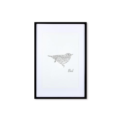 iINDOORS英倫家居 裝飾畫相框 動物 幾何線條 鳥 黑色框 63x43cm 室內設計 布置