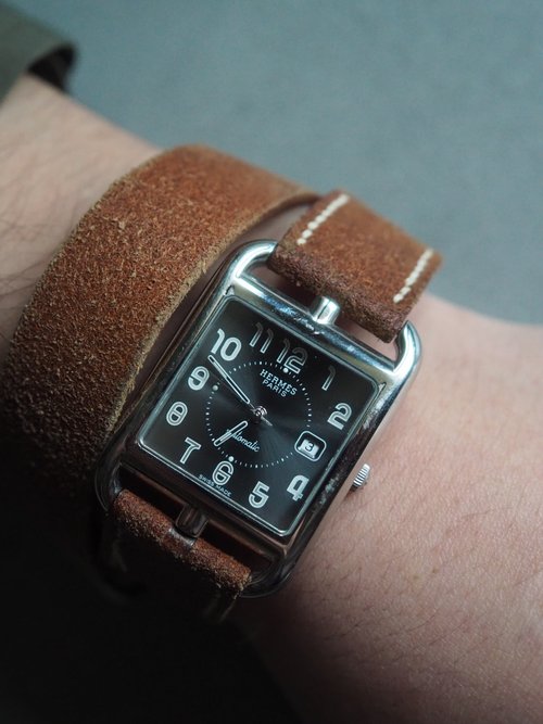 エルメス　マルジェラ期ケープコッド　レザーストラップ　ドゥブルトゥール　ブラック HERMES エルメス ケープコッド ドゥブルトゥール ウォッチ