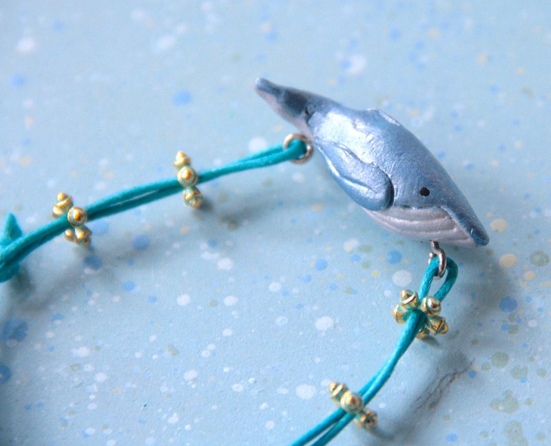 Humpback Whale Bracelet Solid Clay Hand Strap - สร้อยคอ - ดินเหนียว สีน้ำเงิน