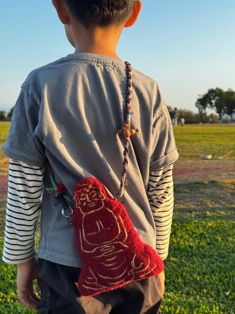 彰化大佛羊毛氈手機包 - 側背包/斜背包 - 羊毛 咖啡色